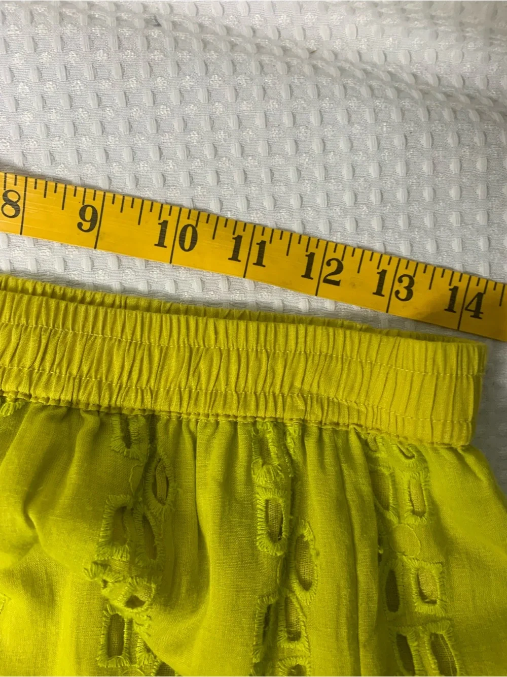 Nation AK Outfits Cotton Yellow Green Eyelet Button-Front Midi Skirt large - Picture 3 of 6
